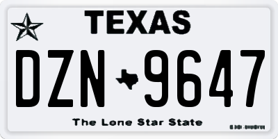 TX license plate DZN9647