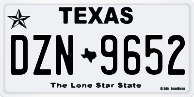 TX license plate DZN9652