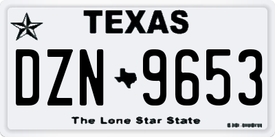 TX license plate DZN9653