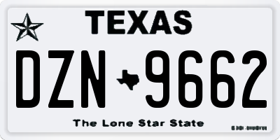 TX license plate DZN9662