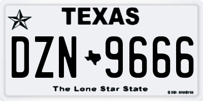 TX license plate DZN9666