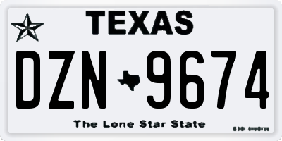 TX license plate DZN9674