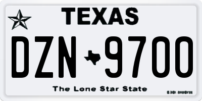 TX license plate DZN9700