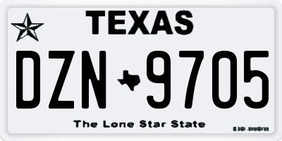 TX license plate DZN9705