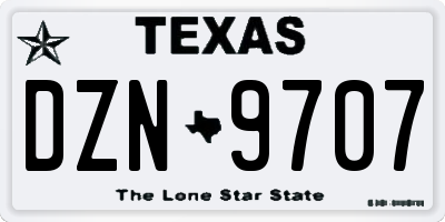 TX license plate DZN9707