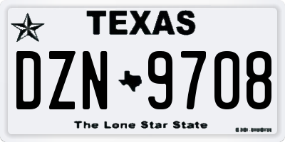 TX license plate DZN9708