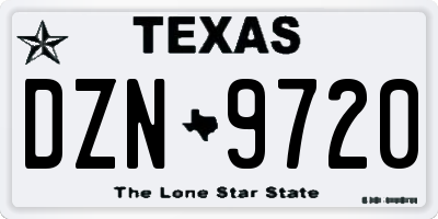 TX license plate DZN9720