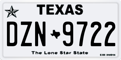 TX license plate DZN9722