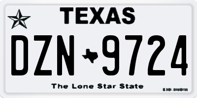 TX license plate DZN9724