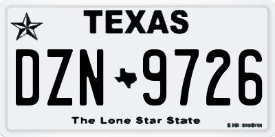 TX license plate DZN9726