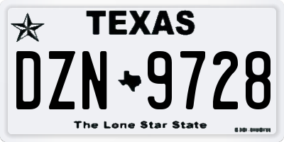 TX license plate DZN9728