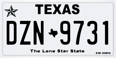 TX license plate DZN9731