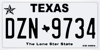 TX license plate DZN9734