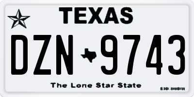 TX license plate DZN9743
