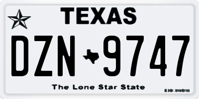 TX license plate DZN9747