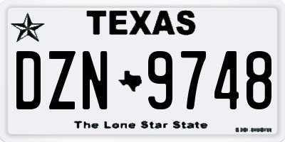 TX license plate DZN9748