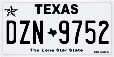 TX license plate DZN9752