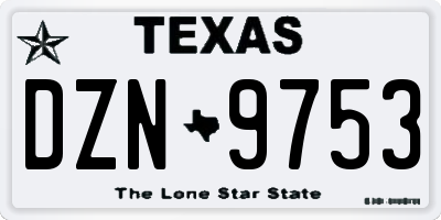 TX license plate DZN9753