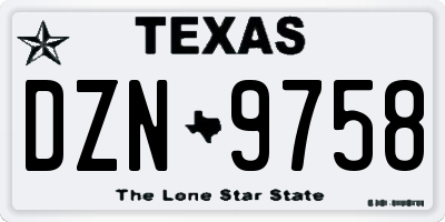 TX license plate DZN9758