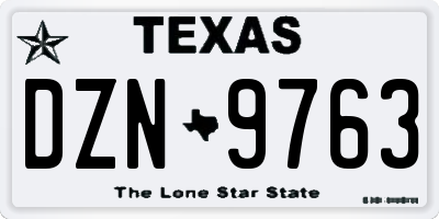 TX license plate DZN9763