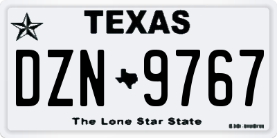 TX license plate DZN9767