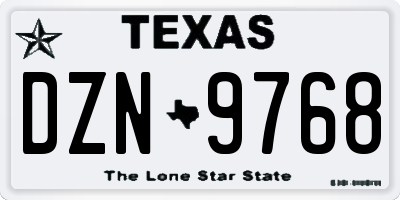 TX license plate DZN9768