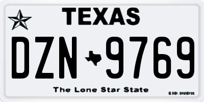 TX license plate DZN9769
