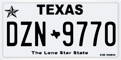 TX license plate DZN9770