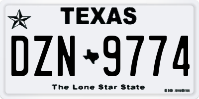 TX license plate DZN9774