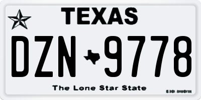 TX license plate DZN9778
