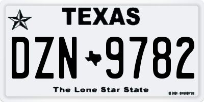 TX license plate DZN9782