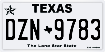 TX license plate DZN9783