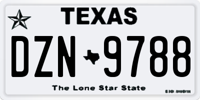 TX license plate DZN9788