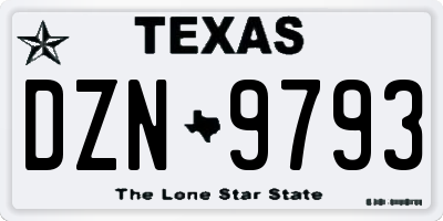 TX license plate DZN9793