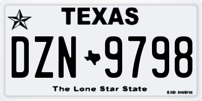 TX license plate DZN9798