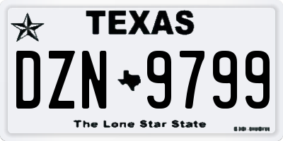 TX license plate DZN9799