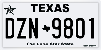 TX license plate DZN9801
