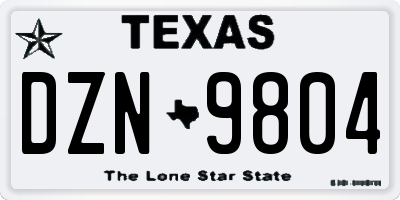 TX license plate DZN9804