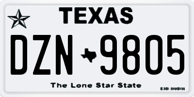 TX license plate DZN9805