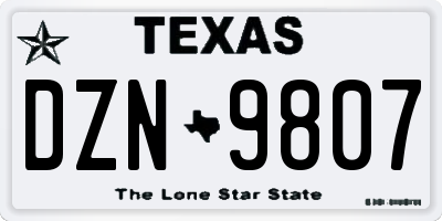 TX license plate DZN9807