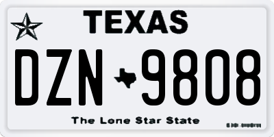 TX license plate DZN9808