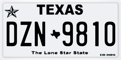TX license plate DZN9810