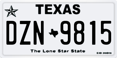 TX license plate DZN9815