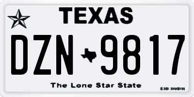 TX license plate DZN9817