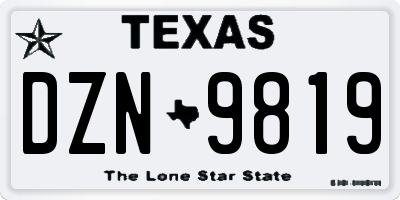 TX license plate DZN9819