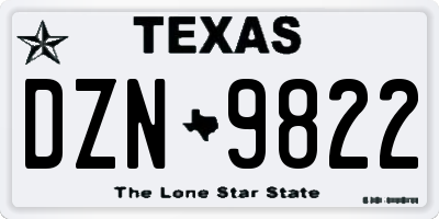 TX license plate DZN9822