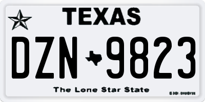 TX license plate DZN9823