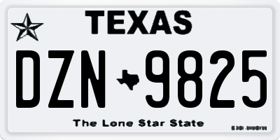 TX license plate DZN9825
