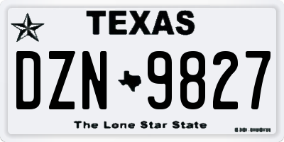 TX license plate DZN9827