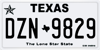 TX license plate DZN9829